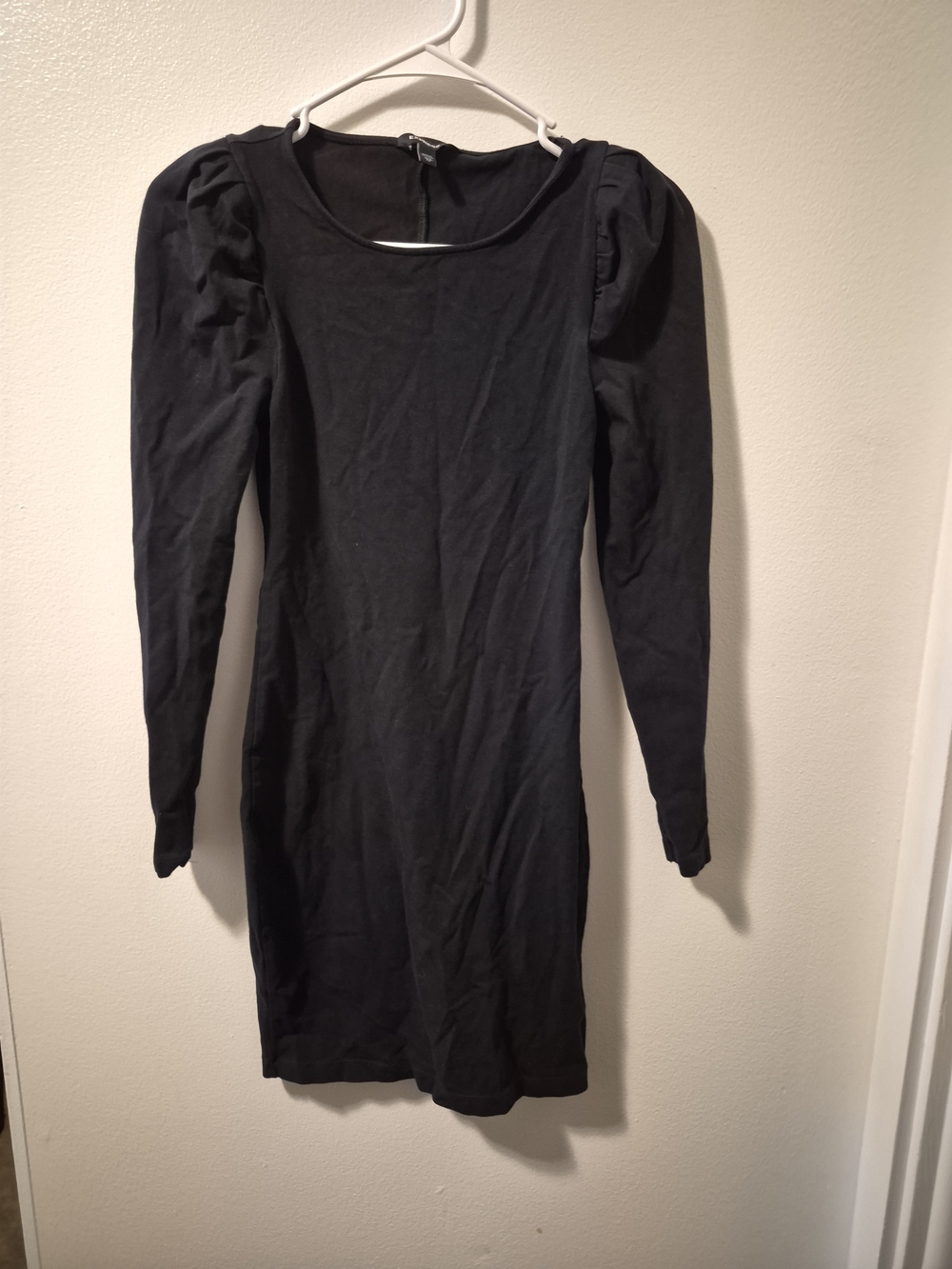 Express Black Long Sleeve Puff Shoulder  Mini Dress